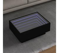 vidaXL Table basse avec LED noir 70x50x30 cm bois d'ingénierie, table d'appoint, table de salon, table latérale, bout de canapé, table centrale Noir