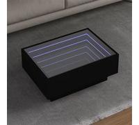 vidaXL Table basse avec LED noir 70x50x30 cm bois d'ingénierie, table d'appoint, table de salon, table latérale, bout de canapé, table centrale Noir