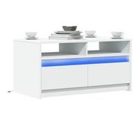 vidaXL Table basse Bois d'ingénierie blanc avec lumières LED 851991