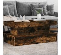 vidaXL Table basse 839851 – avec lumières LED, bout de canapé, 90x50x40 cm – Chêne fumé
