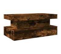vidaXL Table basse 839851 – avec lumières LED, bout de canapé, 90x50x40 cm – Chêne fumé