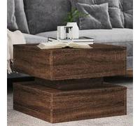 vidaXL Table basse avec lumières LED, chêne marron, 50x50x40 cm