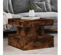 vidaXL Table basse d'appoint avec lumières LED, moderne, chêne fumé
