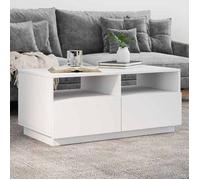vidaXL Table basse – Bout de canapé LED, table d'appoint moderne blanc