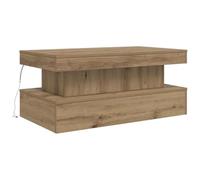 vidaXL Table basse artisanale chêne 50x50x40 cm avec lumières LED