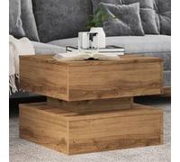 vidaXL Table basse artisanale en chêne avec LED 50x50x40 cm