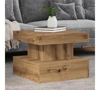 vidaXL Table basse artisanale chêne 50x50x40 cm avec lumières LED
