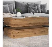 vidaXL Table basse Chêne Artisan avec lampes LED 90x50x40 cm