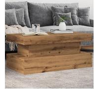 vidaXL Table basse chêne artisanal avec lumières LED 90x50x40 cm