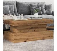 vidaXL Table basse chêne artisanal avec lumières LED 90x50x40 cm