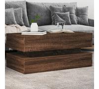 Vidaxl Table Basse Avec Lumières Led Chêne Marron 90x50x40 Cm Marron