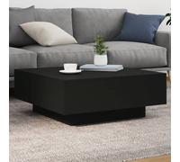 vidaXL Table Basse avec Lumières LED, Table d'Appoint, Bout de Canapé, Meuble de Salon Salle de Séjour, Moderne, Noir Bois 836589
