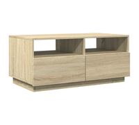 vidaXL Table basse 839835 – lumières LED, tiroirs – chêne Sonoma, 90×49×40 cm