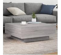 vidaXL Table Basse avec Lumières LED, Table d'Appoint, Bout de Canapé, Meuble de Salon Salle de Séjour, Moderne, Sonoma Gris 836593
