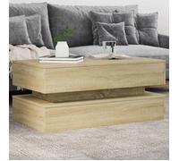 vidaXL Table Basse avec Lumières LED, Table d'Appoint, Bout de Canapé, Meuble de Salon Salle de Séjour, Moderne, Chêne 839863