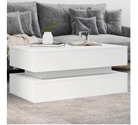 vidaXL Table basse 839861 – Table d'appoint moderne avec lumières LED, blanc bois 90x50x40 cm