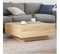 vidaXL Table Basse avec Lumières LED, Table d'Appoint, Bout de Canapé, Meuble de Salon Salle de Séjour, Moderne, Chêne 836590