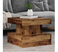 vidaXL Table basse avec lumières LED vieux bois 50x50x40 cm Marron