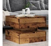 vidaXL Table basse avec lumières LED vieux bois 50x50x40 cm, table d'appoint, table de salon, table latérale, bout de 857716 Marron G