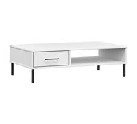 vidaXL Table basse avec pieds en métal Blanc Bois pin massif OSLO