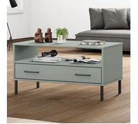 vidaXL Table basse avec pieds en métal Gris 85x50x45 cm Bois OSLO, table d'appoint, table de salon, table d'accent 351034