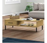 vidaXL Table basse avec pieds en métal Marron Bois pin massif OSLO, table d'appoint, table de salon, table d'accent 351036