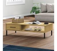 vidaXL Table basse OSLO en pin massif marron avec pieds en métal