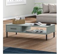 vidaXL Table Basse avec Pieds en Métal, Table d'Appoint avec Compartiment, Bout de Canapé avec Tiroir Salon, Industriel, 351037