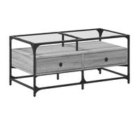 vidaXL Table basse avec plateau en verre Gris Sonoma 98,5x50x45 cm Acier