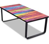 vidaXL Table basse avec plateau en verre Impression arc-en-ciel