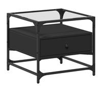 vidaXL Table basse avec plateau en verre noir 50x50x45 cm acier