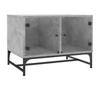 Vidaxl Table Basse Avec Portes En Verre Gris Béton 68,5x50x50 Cm Multicolore