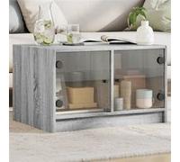 vidaXL Table basse avec portes en verre - rangement, moderne - Sonoma gris 68x50x42 cm