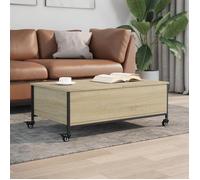 vidaXL Table basse Bout de canapé – Avec roulettes et rangement – Moderne Chêne Sonoma
