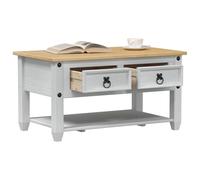 vidaXL Table basse avec tiroir Blanc 85 x 50 x 45 cm Pin massif, Salon, Rectangulaire, Rustique, Durable, Grain de bois, Grand espace de rangement, Design moderne, Pour tout espace, Combinaison élégan