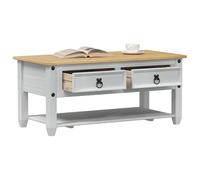 vidaXL Table Basse avec tiroir Blanc 100 x 48 x 45 cm Pin Massif, Salon, Design Rustique, Forme rectangulaire, Cadre Durable, Finition Grain de Bois, Grand Espace de Rangement, Fonctionnalité stylée