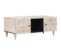 vidaXL Table Basse Blanc 100 x 54 x 40 cm Bois de Mangue Massif, Table Basse rectangulaire, déco intérieure Moderne, Meuble Polyvalent, Design épuré, pièce maîtresse stylée