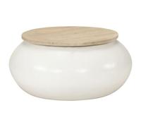 vidaXL Table basse d'appoint ronde 352052 Bois de manguier massif 51x51x27 cm Blanc