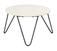 vidaXL Table basse Blanc 65x65x42 cm Pierre véritable texture marbre