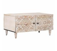 vidaXL Table Basse Blanc 80 x 50 x 40 cm Bois de Mangue Massif, Salon, Rectangulaire, Design Confortable avec Espace pour Meubles et Décor, Idéal pour Les Réunions Familiales et la Détente