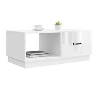 vidaXL Table Basse Blanc Brillant 90 x 50 x 37 cm Bois d'ingénierie, Table Basse rectangulaire Moderne pour Salon, Design Vintage, Rangement Pratique, Surface Fonctionnelle