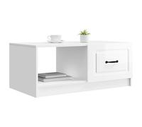 vidaXL Table Basse Blanc Brillant 90 x 50 x 37 cm Bois d'ingénierie, Table Basse rectangulaire Vintage Chic, Rangement spacieux pour Salon, Meuble décoratif en Bois