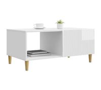 vidaXL Table Basse Blanc Brillant 90 x 50 x 40 cm Bois d'ingénierie, Table Basse Vintage, Design rectangulaire, rangements Pratiques, Meuble élégant pour Votre Salon