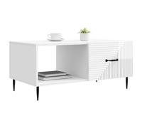 vidaXL Table Basse Blanc Brillant 90 x 50 x 40 cm Bois d'ingénierie, Table Basse Rectangulaire Vintage, Mobilier Élégant, Rangement Spacieux, Design Moderne pour Salon