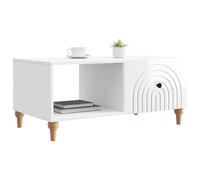 vidaXL Table Basse Blanc Brillant 90 x 50 x 40 cm Bois d'ingénierie, Table de Salon, mobilier Polyvalent, Design Vintage rectangulaire, Grand Rangement, pièce maîtresse Moderne pour la déco