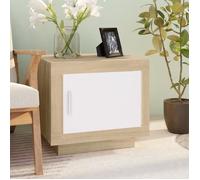 vidaXL Table basse Blanc et chêne sonoma 51x50x45 cm Bois d'ingénierie 811804