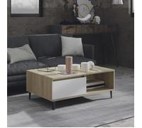 vidaXL Table basse blanc et chêne sonoma 90x60x35 cm bois d'ingénierie 806009