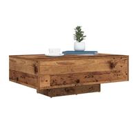 Table basse avec lumières LED en bois ancien 85x55x31 cm