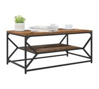 Table basse bois ancien - vidaXL - 90x50x40 cm - Bois d'ingénierie et acier - Rectangulaire - Bois ancien - 1 étagère