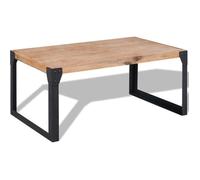 vidaXL Table basse en acacia massif 100 x 60 x 45 cm Marron et noir